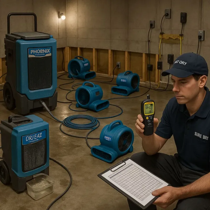 Structural Drying and Dehumidification process in Bruce, MS